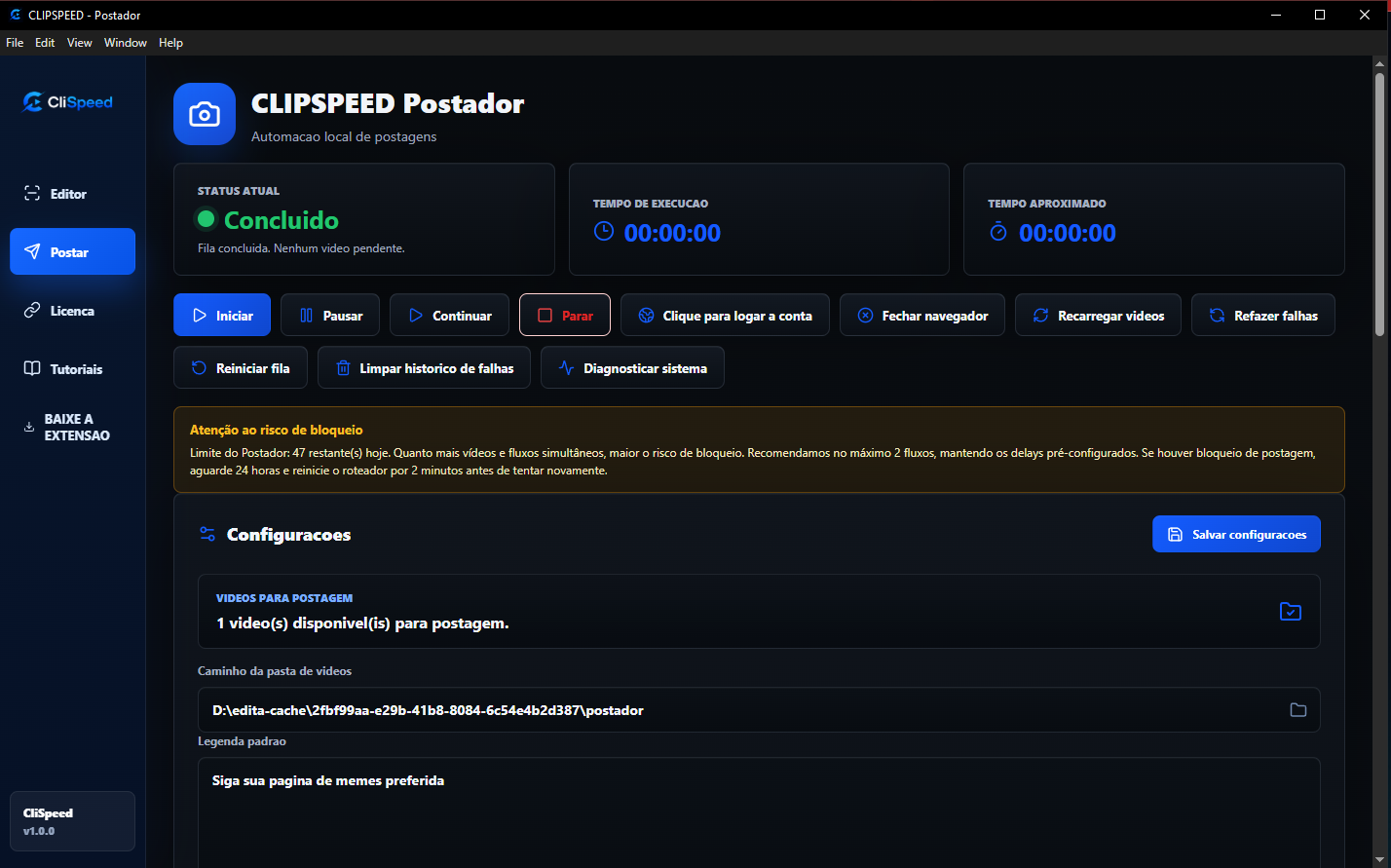 Painel do CliSpeed
